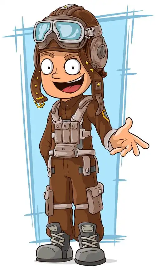 矢量卡通飞行员插图