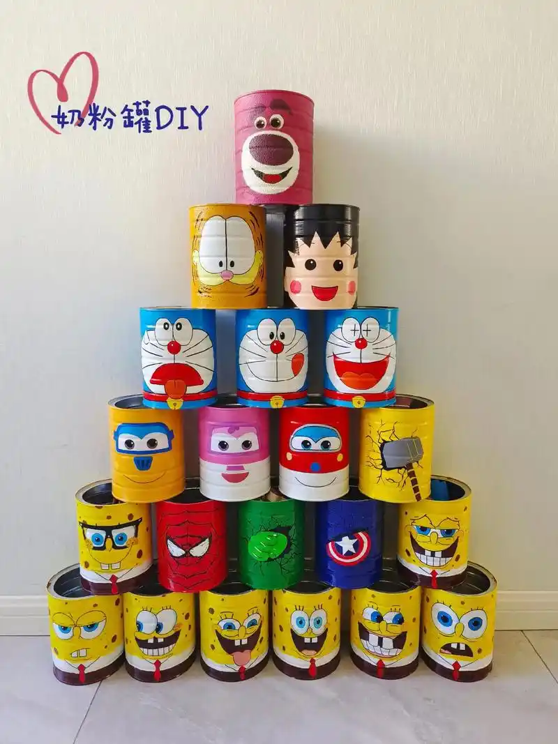 奶粉罐改造|奶粉罐圣诞树90diy大合影.