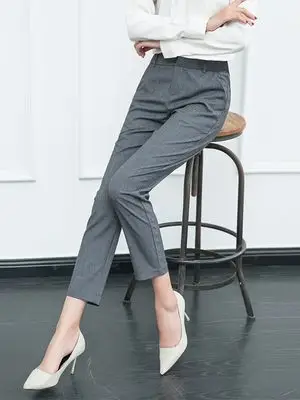 韩版通勤烟管裤九分裤西装裤职业女裤吸烟裤直筒裤小脚免熨烫西裤