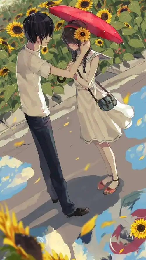 动漫情侣插画,高清图片,手机锁屏桌面-壁纸族