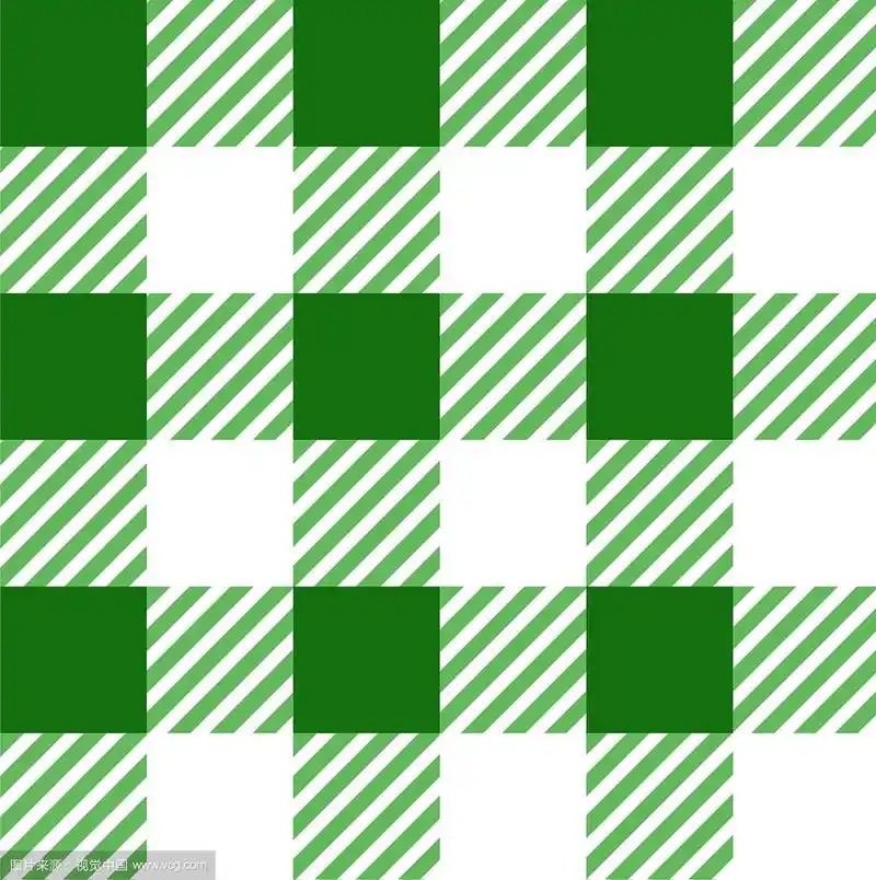 绿色和白色格子布桌布无缝图案