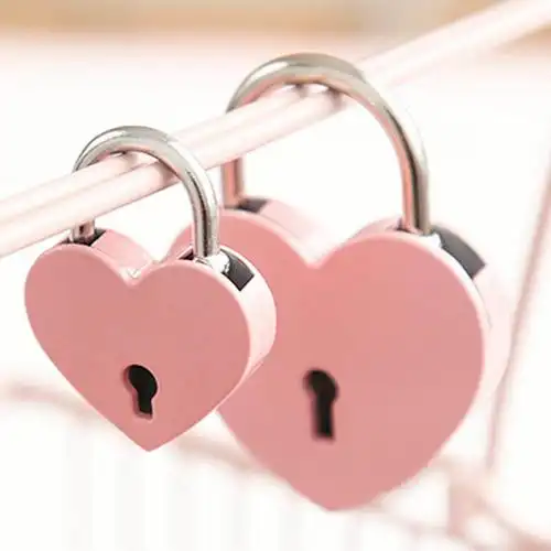 心形锁爱心桃心锁小挂锁复古小锁箱包锁抽屉包包锁情人节礼物韩国银色