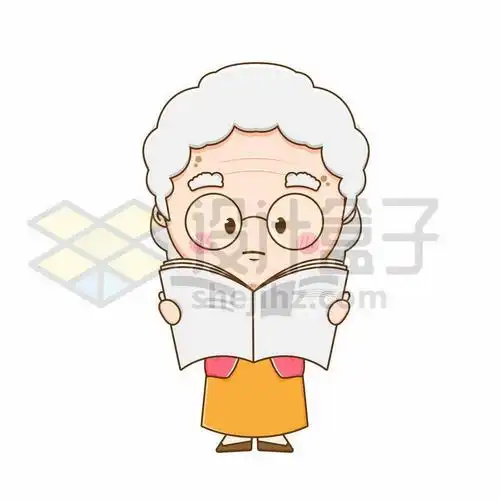 正在读书看报的卡通老奶奶2804915矢量图片免抠素材