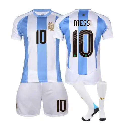 跨境2425新款阿根廷国家队10号梅西成人童装足球服球衣批发一件代