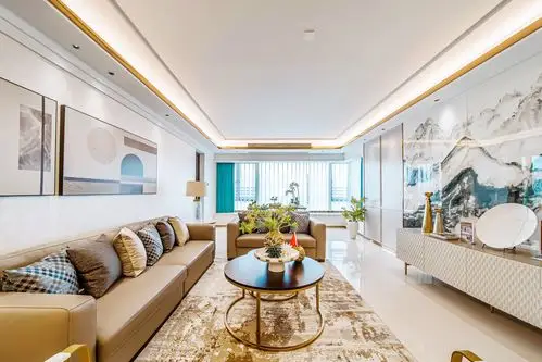 客厅布局简单,大气,会给人一种清新,时尚,明朗的感觉.