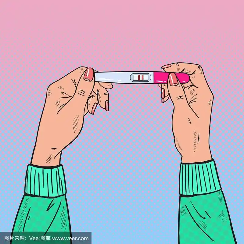 女性手握阳性验孕棒