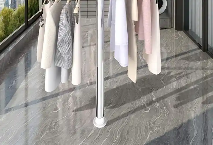 顶天立地伸缩晾衣架落地家用卧室阳台室内晒挂器不锈钢简易单杆 三维