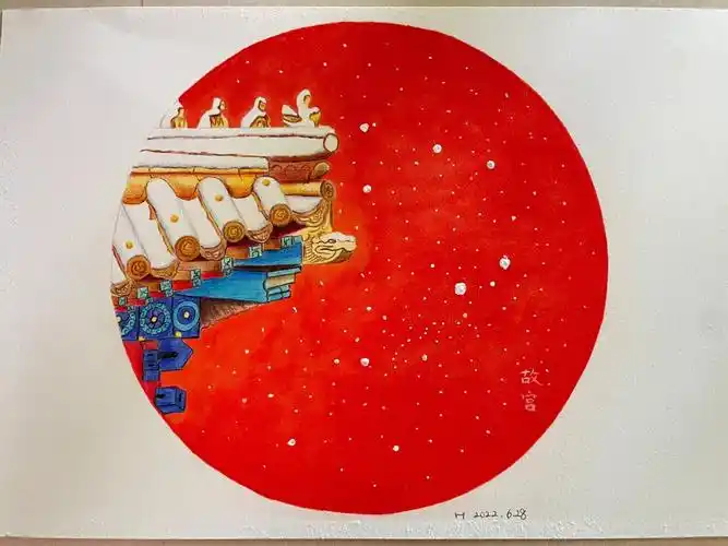 第二次画有进步点吗#彩铅手绘  #画画的日常  #彩铅  #彩铅画  #故宫