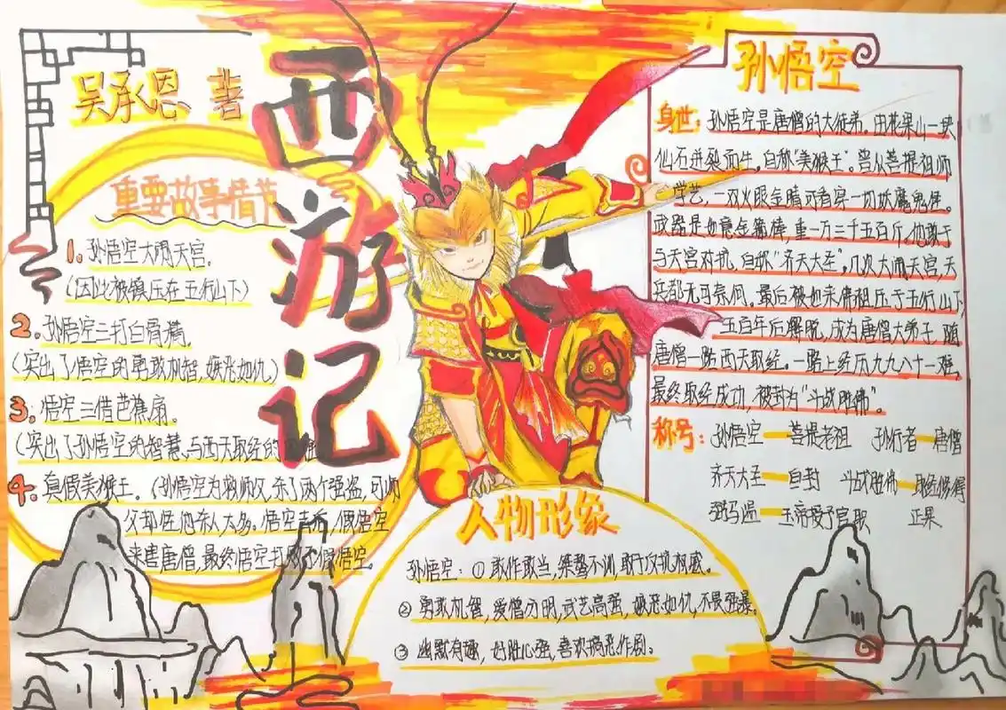 西游记手抄报 有不懂的可私信哦,可发细节图