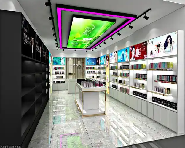 订做护肤品展柜厂家 铁木结合货架整店输出