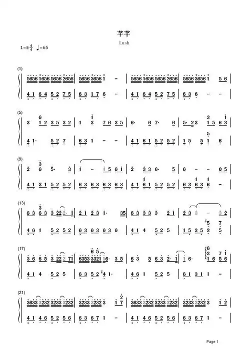 芊芊简谱  critty / kasa yaya 一曲轻描淡写勾勒尽是我的呼吸1