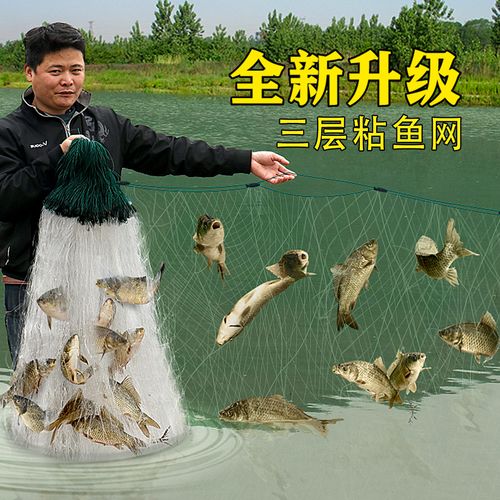进口丝网鱼网粘网鲫鱼挂网100米三层沉网抓鱼鱼网