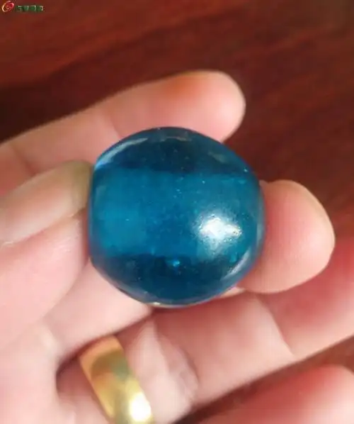 03清代正四品官帽顶珠涅蓝琉璃帽珠