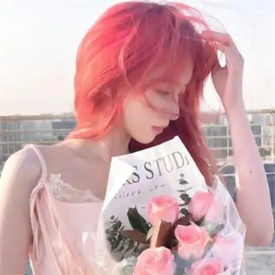 红色系列气质女头像图片红色头发女头 甜美染发女头像真人qq头像_女生