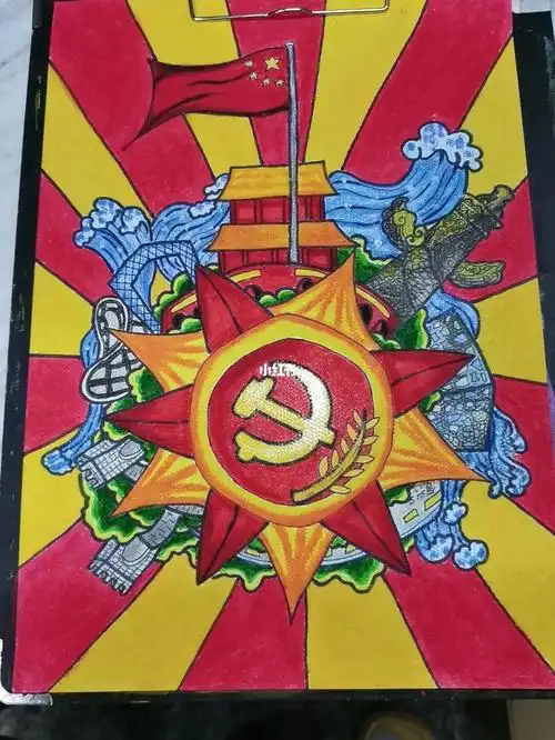 党的一百周年简笔画