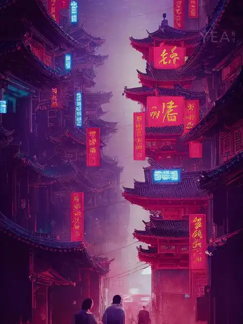 国风赛博朋克视觉场景