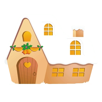 矢量卡通木质积雪小房子