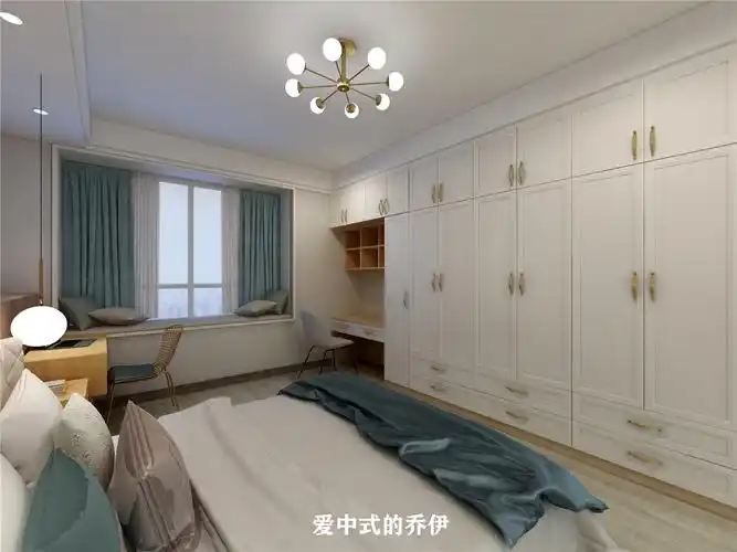 现代北欧风三居卧室衣柜装修效果图160㎡欧式风格三居装修飘窗设计图