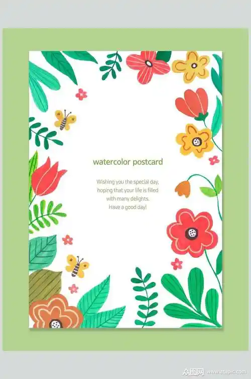 清新手绘花卉海报素材模板下载-编号2410615-众图网