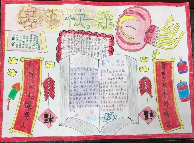 宝都街道小学三年级三班寒假作业——春节手抄报