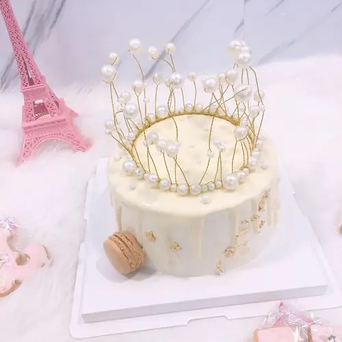 简约私房奶油生日蛋糕厦门同城珍珠皇冠