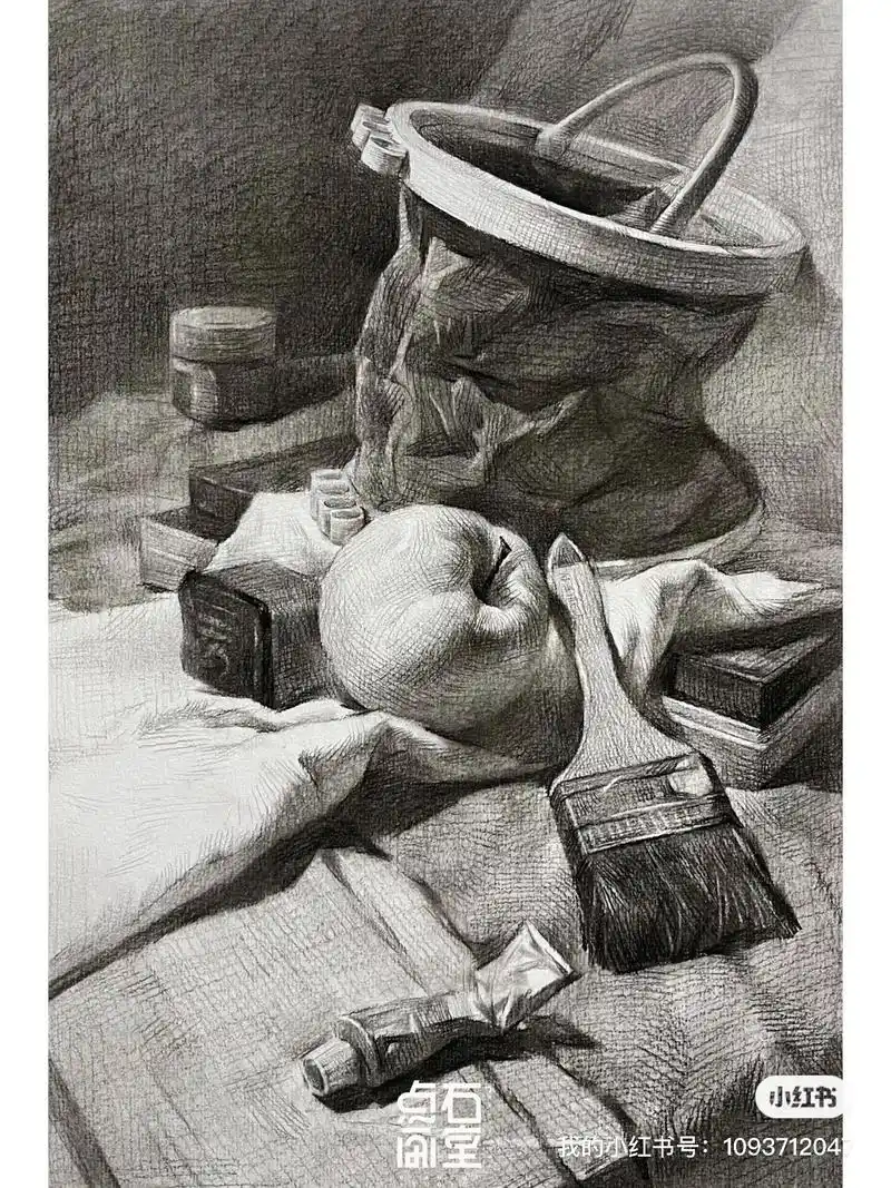 点石画室|美术中考冲刺班课程范画.#美术生 #素描静物 #艺 - 抖音