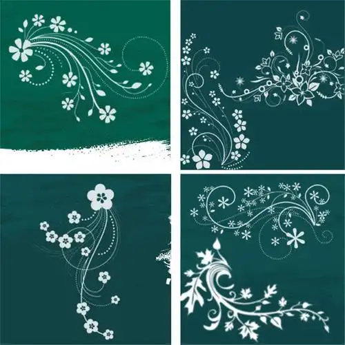 漂亮的植物印花,鲜花图案photoshop笔刷素材