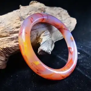 北票战国红玛瑙冰飘手镯内径56mm