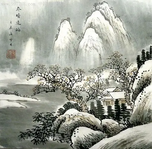 刘云方保真水墨国画山水小品冬晴远岫_价格60元_第1张_中国收藏热线