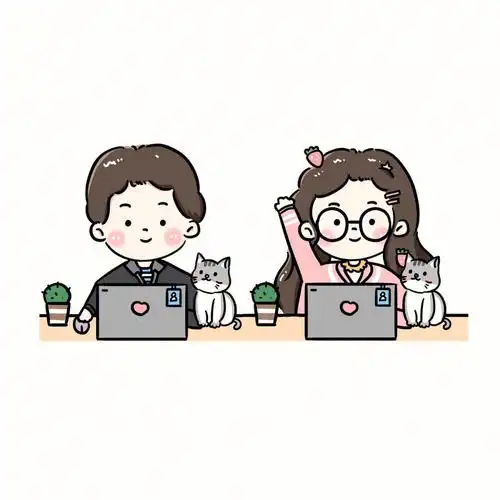 原创可爱上班情侣头像