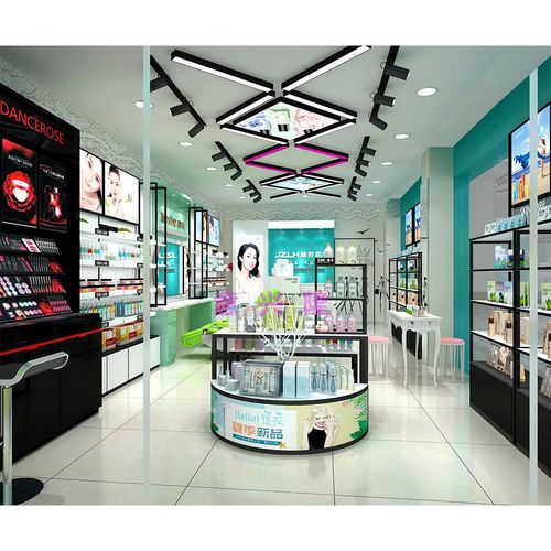 化妆品店整店设计护肤品店美容院美甲展柜烤漆铁木结合轻奢定制柜