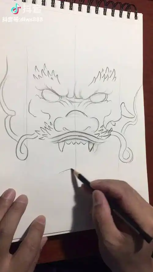 教您画正面龙头2绘画龙我爱学习学习学习