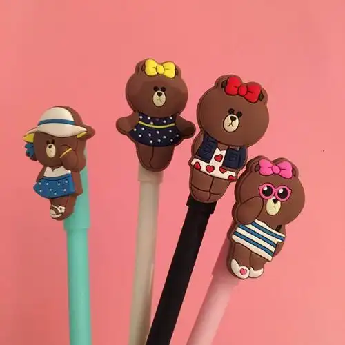 韩国line布朗熊可爱签字笔黑笔卡通丘可妹妹0.