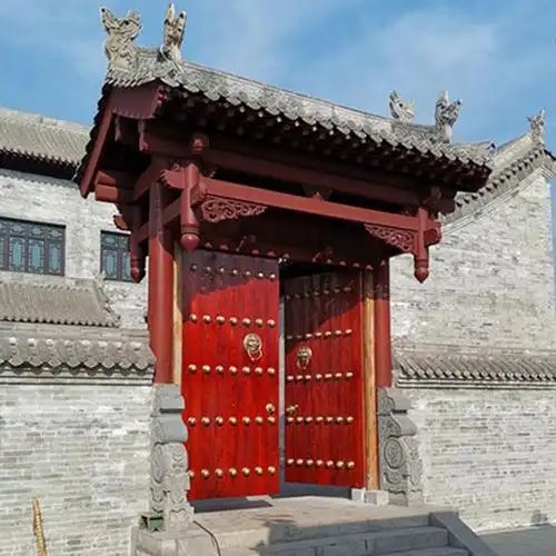 仿古大门中式榆木别墅庭院门酒店茶楼古建修缮维护