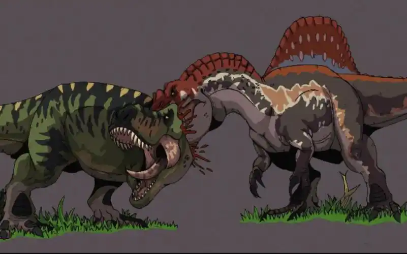 游戏中被棘背龙瞬间秒杀的霸王龙