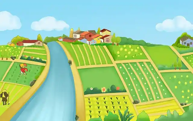 乡村村庄美丽风景插画乡村插画