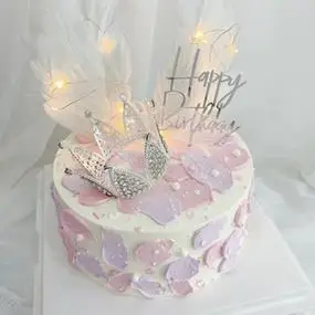 爆款典雅女神珍珠皇冠生日蛋糕同城速递配送上海苏州昆山南京杭州