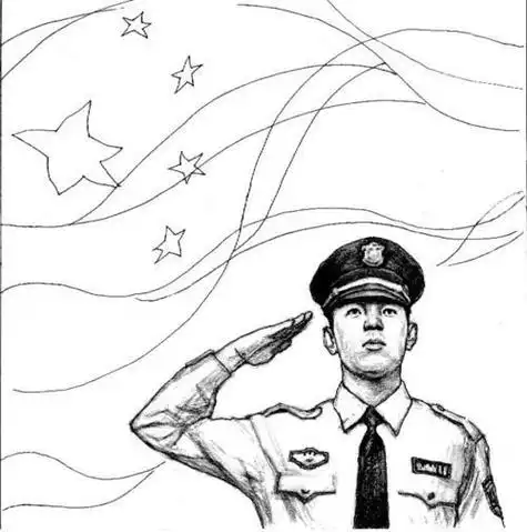 军人敬礼简笔画步骤军人简笔画图片怎么画军人敬礼简笔画向国旗敬礼的
