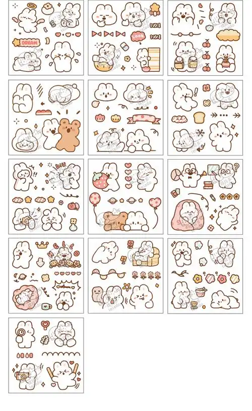 100张手账贴纸pet透明防水手帐素材套装粘贴装饰小图案卡通儿童可爱