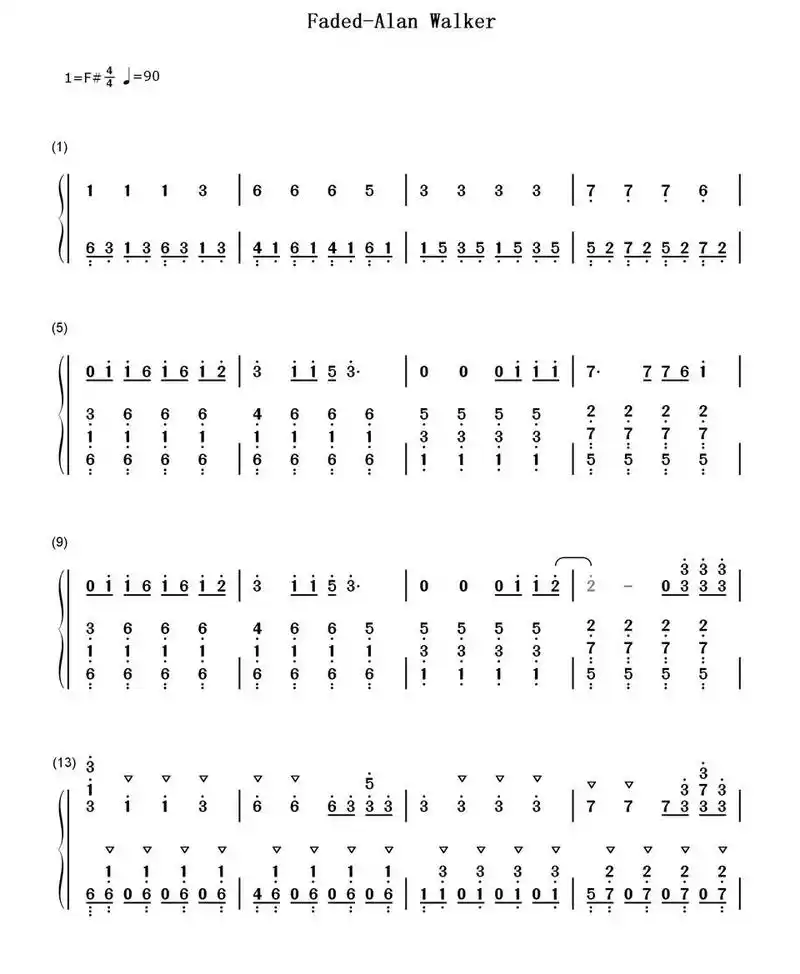 faded钢琴简谱完整版#钢琴93 #钢琴的旋律 钢琴谱#钢 - 抖音