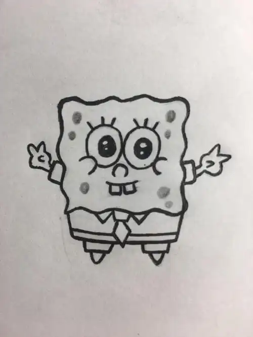 手残党学简笔画附教程海绵宝宝07