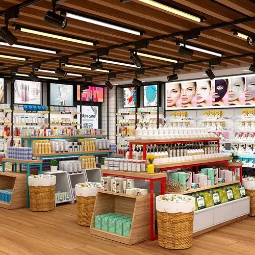 怒江傈僳族商场连锁化妆品陈列柜护肤货架