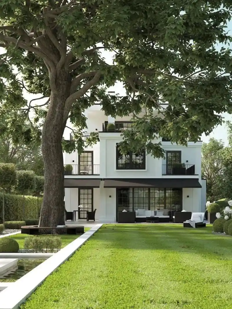 别墅景观设计|现代美式风 舒适又实用.94优雅的现代美式庭院 - 抖音