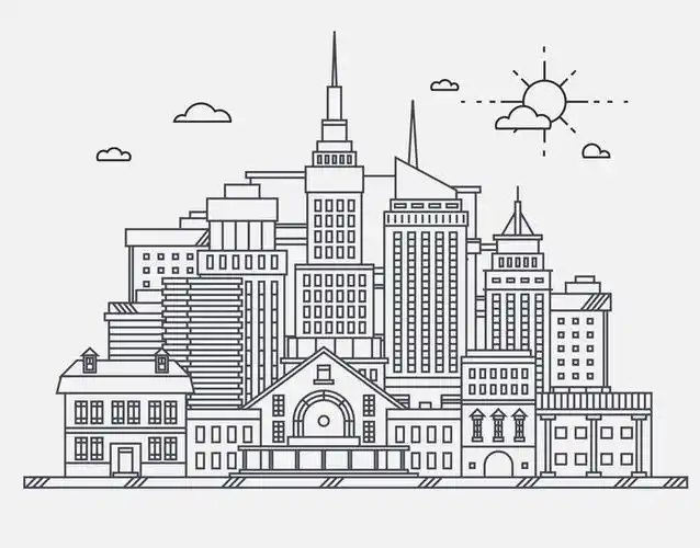 线条高楼大厦城市天际线图片免抠矢量图素材