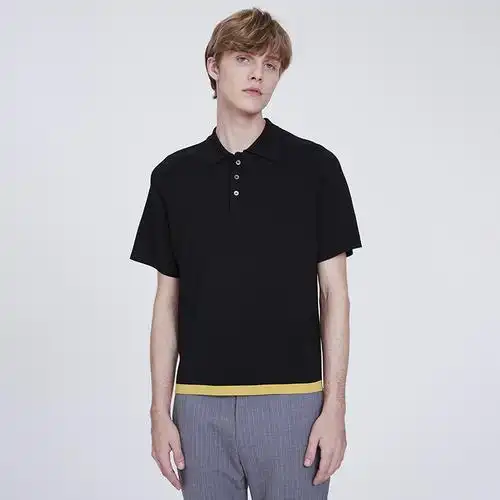 depot3/depot3男装设计品牌纯色上衣短袖曲珠编织polo衫男士男士短