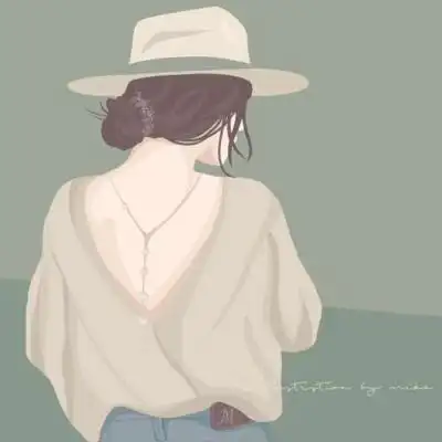 唐崎夜雨 扁平风简约手绘插画女_微信头像_我要个性网