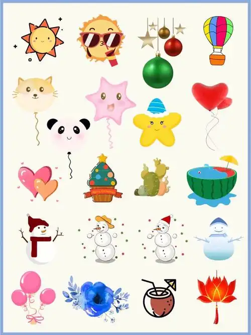 素材库可爱装饰小贴纸免抠素材合集