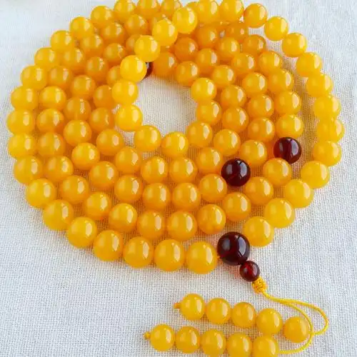 精品特价 天然老蜜鸡油黄蜜蜡佛珠 大尺寸 自然光实拍 0103