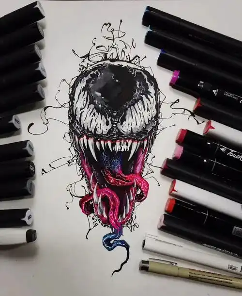 写实纹身  #手绘  #毒液  #毒液纹身  #彩色纹身