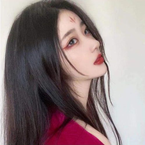 假发女长发中分无刘海网红自然宣姬cos长直发修脸逼真黑长直头套